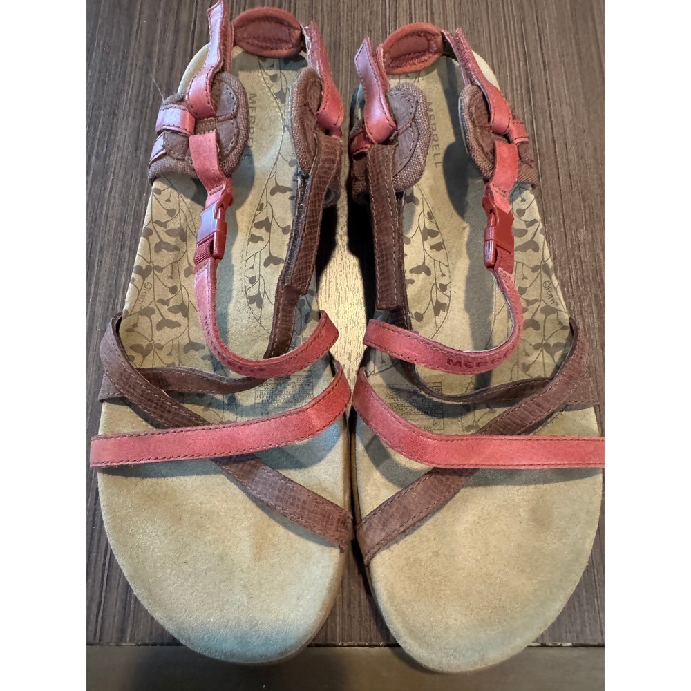 Merrell San Remo Ruby Red Brown Hiking Sandals Womens 9 Strappy QForm J36366